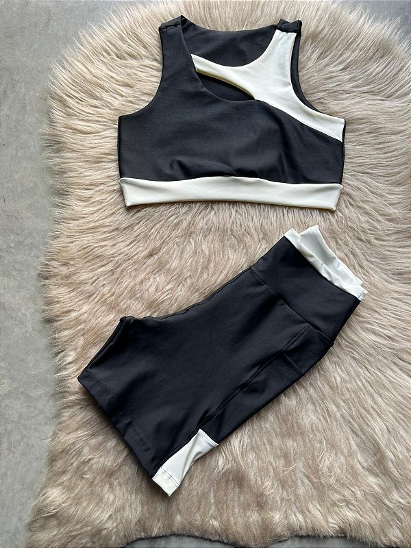 Conjunto Desempenho Short+Top Cor Preto+Off