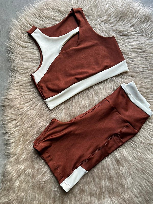 Conjunto Desempenho Short+Top Cor Cobre+Off