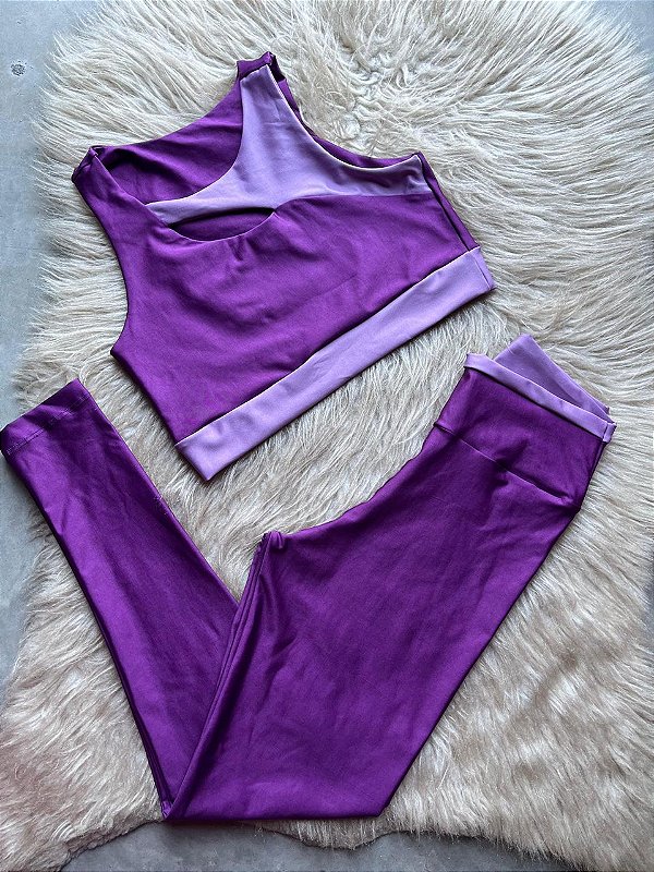 Conjunto Maria Legging+Top Cor Roxo Uva+Orquidea