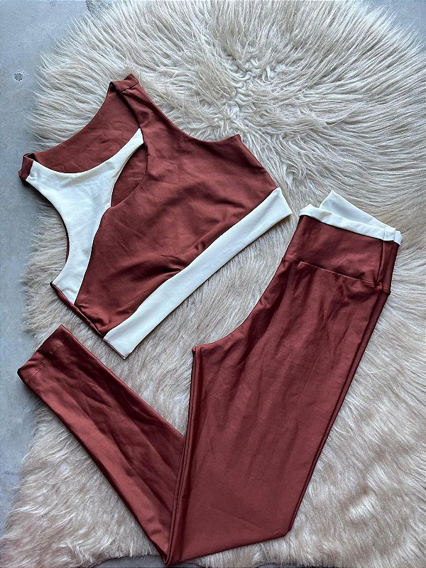 Conjunto Maria Legging+Top Cor Cobre+Off