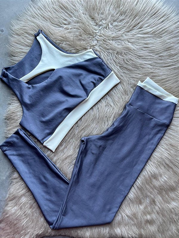 Conjunto Maria Legging+Top Cor Cinza+Off