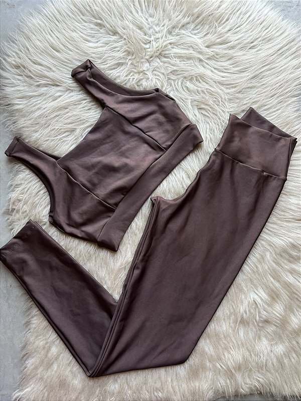 Conjunto Laycy Legging+Top Cor Marrom