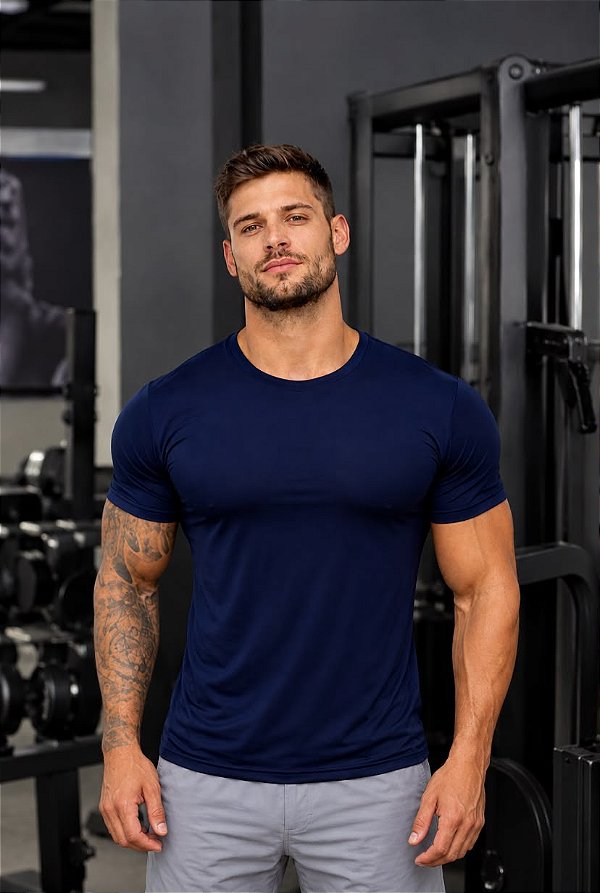 Camiseta Masculina Dry Fit Cor Azul Marinho
