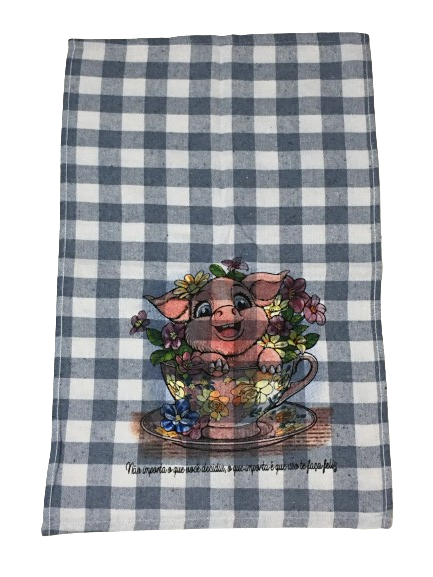 KIT COM 10 PANOS DE PRATO XADREZ ESCURO ESTAMPADO - 44X68CM - 100% ALGODÃO