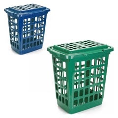 CESTO TELADO QUADRADO C/ TAMPA - 30 LITROS