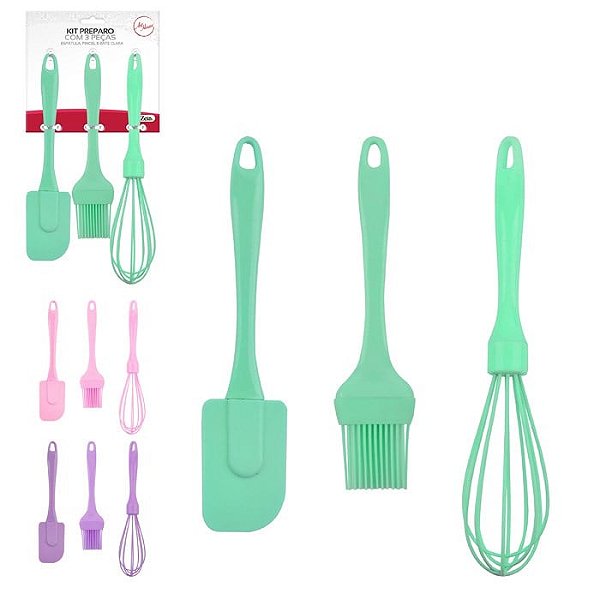 KIT 3 PEÇAS SILICONE - PREPARO BOLO