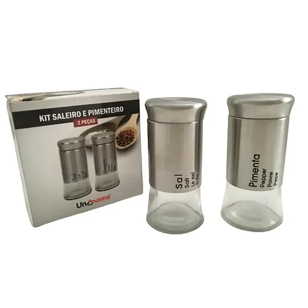 KIT SALEIRO E PIMENTEIRO VIDRO - INOX