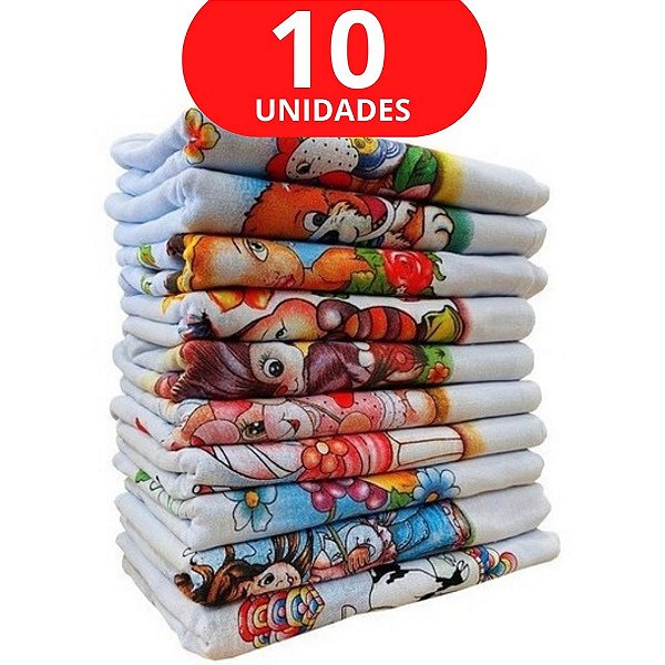 KIT COM 10 PANOS DE PRATO BRANCO ESTAMPADO - 44 X 68 CM - 100% ALGODÃO - 9 TRAMAS