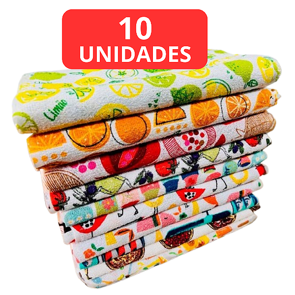 KIT COM 10 PANOS ATOALHADO FELPUDO - 40 X 60 CM - 100% ALGODÃO