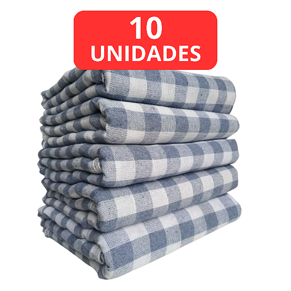KIT COM 10 PANOS DE CHÃO DUPLO XADREZ - 44X68 CM - 100% ALGODÃO - SACARIA PÉ DE GALINHA