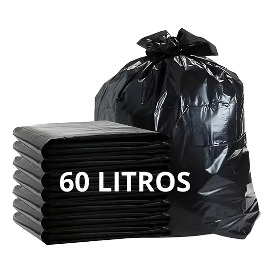 Saco de Lixo Preto 60 Litros - 100 Unidades