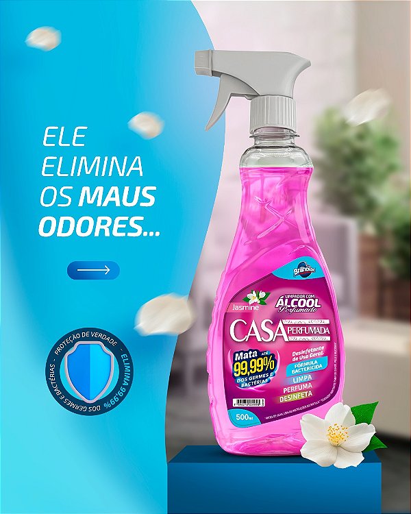 ALCOOL PERFUMADO JASMINE - DESINFETA 99.99% DAS BACTERIAS