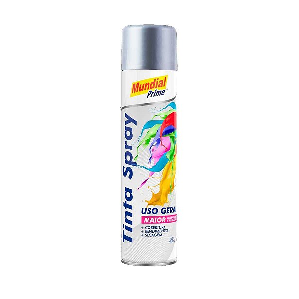 Tinta Spray 400ml Mundial Prime Metalica Prata