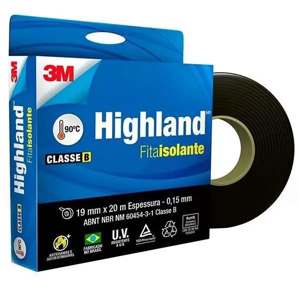 Fita Isolante Highland 19mmx20m Alta Resistencia - 3m