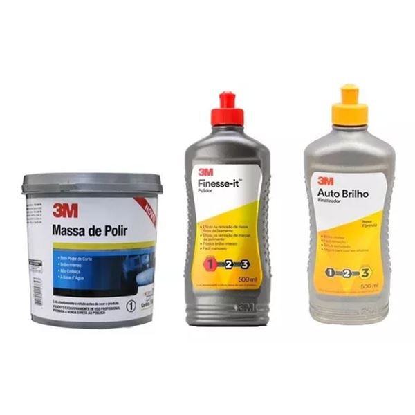 Kit Polimento 3m Massa De Polir + Finesse-it+ Auto Brilho 3m