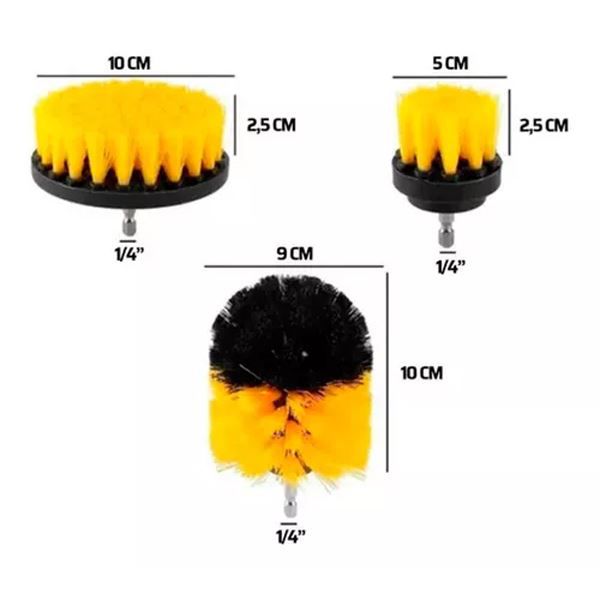 Escova Rotativa P/ Limpeza Pesada Encaixe Parafusadeira 3pcs