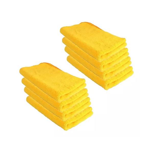 Kit Com 8 Flanela Microfibra Amarela 40x60cm 360gsm