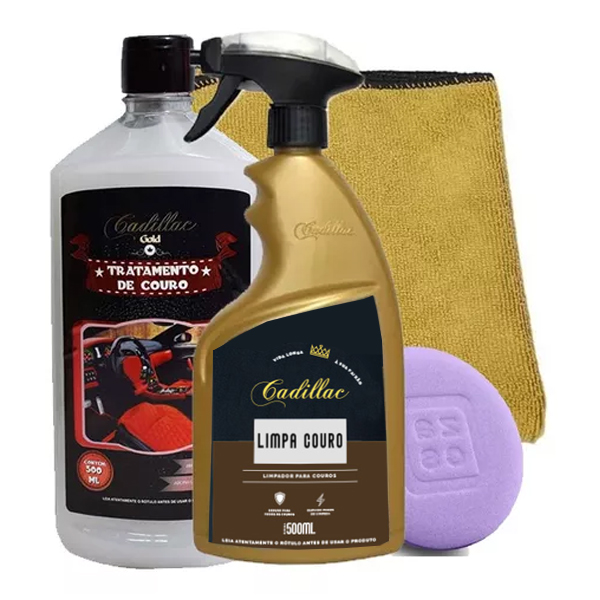 Kit Limpa Painel E Banco Couro Cadillac Flanela Aplicador