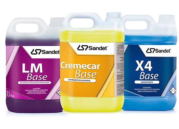 Kit Lm + X4 + Cremecar Base Sandet 5l Lavagem Completa