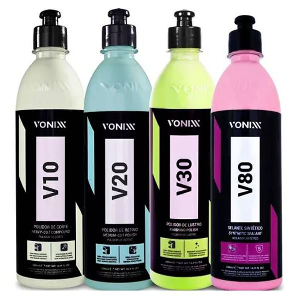 Kit Polimento Automotivo V10 V20 V30 Vonixx + Selante V80