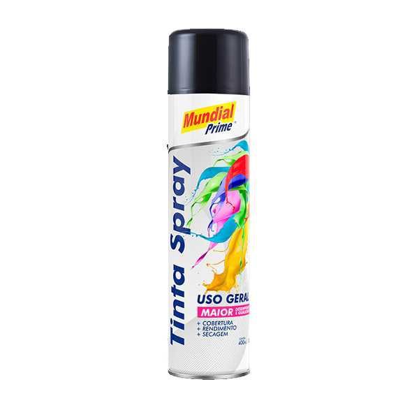 Tinta Spray 400ml Mundial Prime Ug Preto Semi Brilho