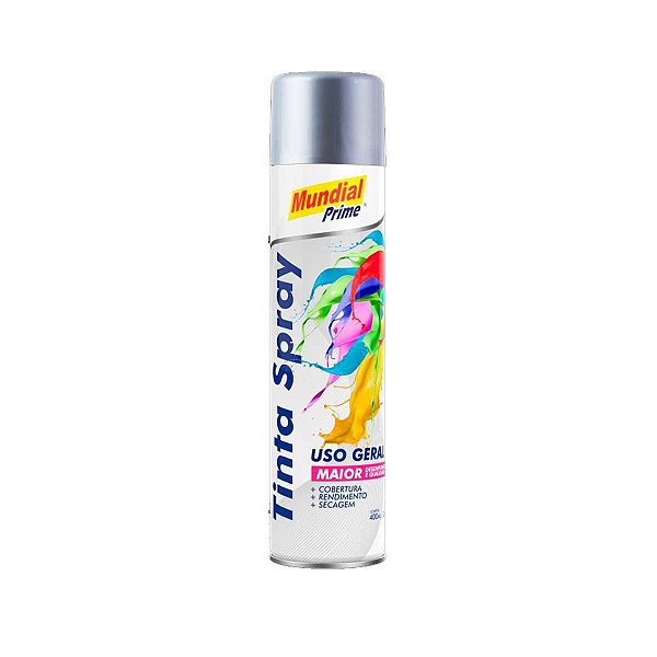 Tinta Spray 400ml Mundial Prime Metalica Aluminio