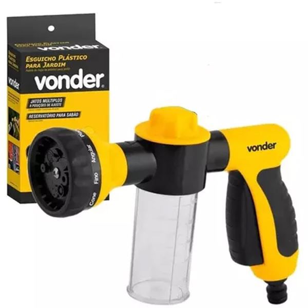 ESGUICHO PLASTICO 8 FUNCOES SNOW FOAM MANGUEIRA VONDER