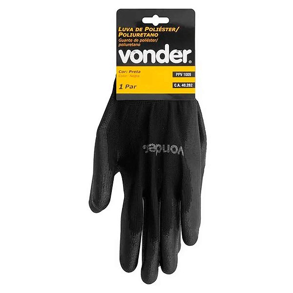 Luva Poliester/pu Preta Tam.09 Vonder-7025100009