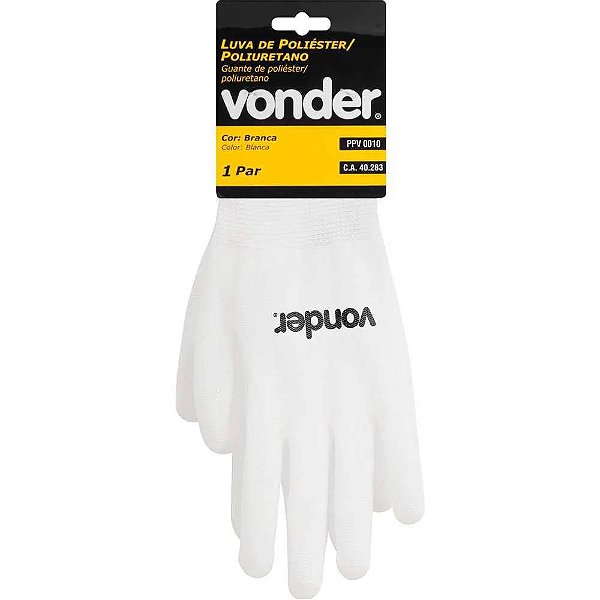 Luva Poliester/pu Branca Tam.10 Vonder-7025000010
