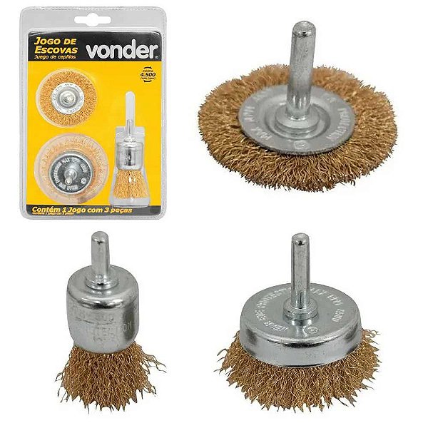Kit Escova De Aco Circular / Copo / Pincel Vonder