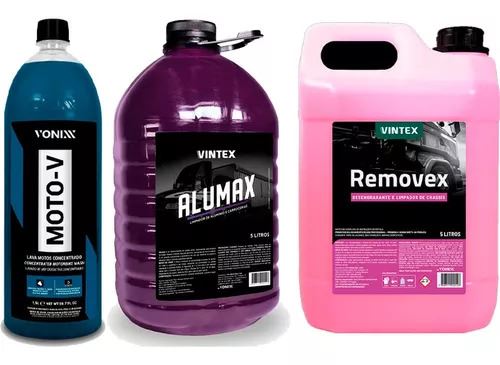 KIT LIMPEZA PESADA MOTO-V 1,5L ALUMAX 5L + REMOVEX 5L VONIXX
