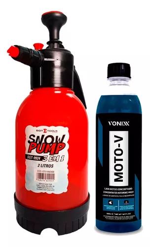 KIT SGT PULVERIZADOR SNOW PUMP 2L + MOTO-V LAVA MOTOS 500ML