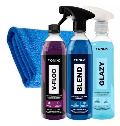 Kit Limpa Vidros Glazy + Blend Spray + Shampoo V-floc Vonixx