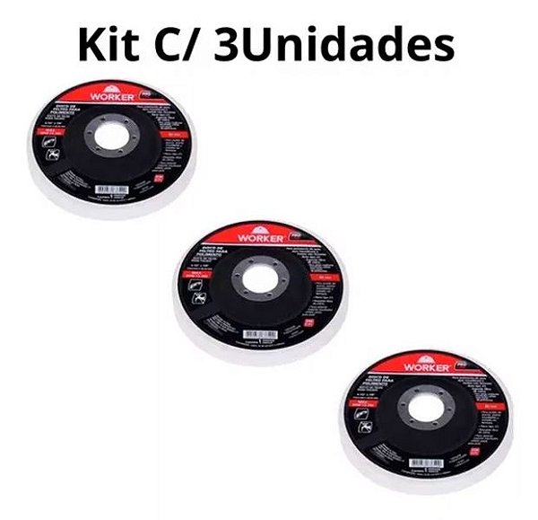 Kit 3 Disco Flap Feltro Para Polimento Worker 199515