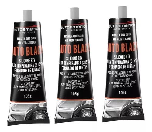 3 Silicones Preto Alta Temperatura 105gramas