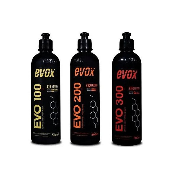 Kit Composto Polidor Corte Refino Lustro Evox 500ml
