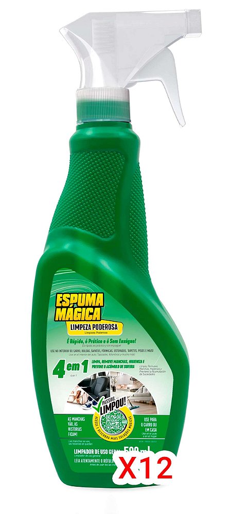 Kit Com 12 Espuma Magica Limpeza Poderosa 500ml