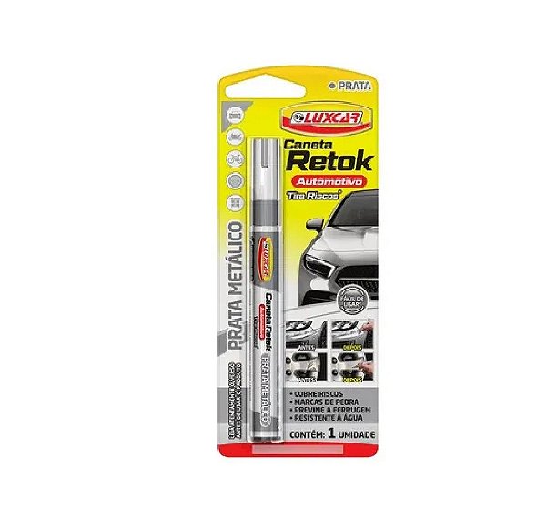 Luxcar Caneta Retok Automotivo - Prata Metalico