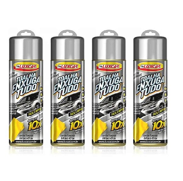 4x Toalha Enxuga Tudo Absorve 10x Agua Limpa E Seca Luxcar