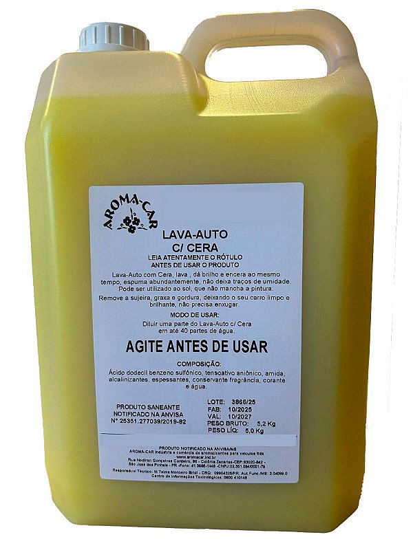 Aromacar Lava Auto Com Cera 5 Lt
