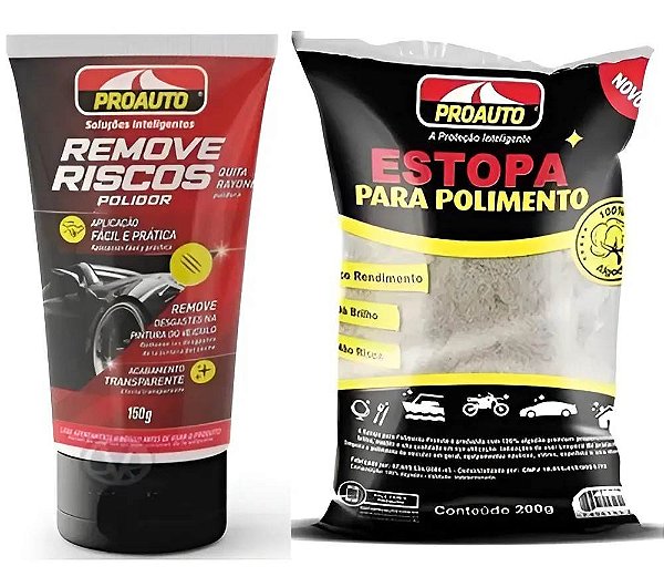 Elimina Riscos Automotivo Tira Riscos 150g Proauto + Estopa