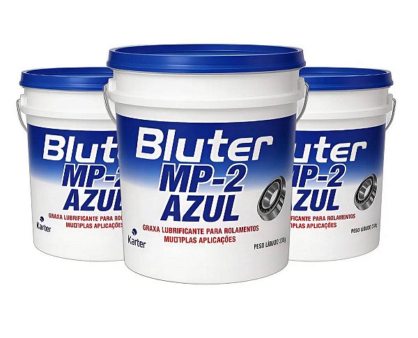 Kit Com 3 Karter Graxa Sabao De Litio Bluter Mp-2 Azul 1kg