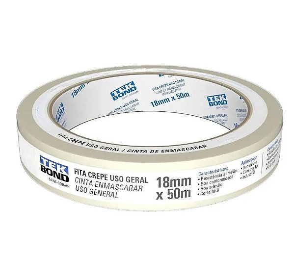 Fita Crepe 18mmx50m Uso Geral-tekbond 1035180050