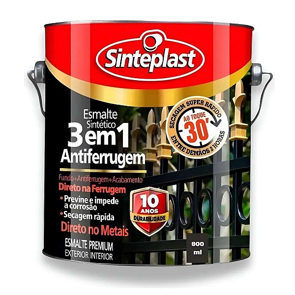 Esmalte 3x1 Antiferrugem Brilhante Marrom - 3,6 L Sinteplast