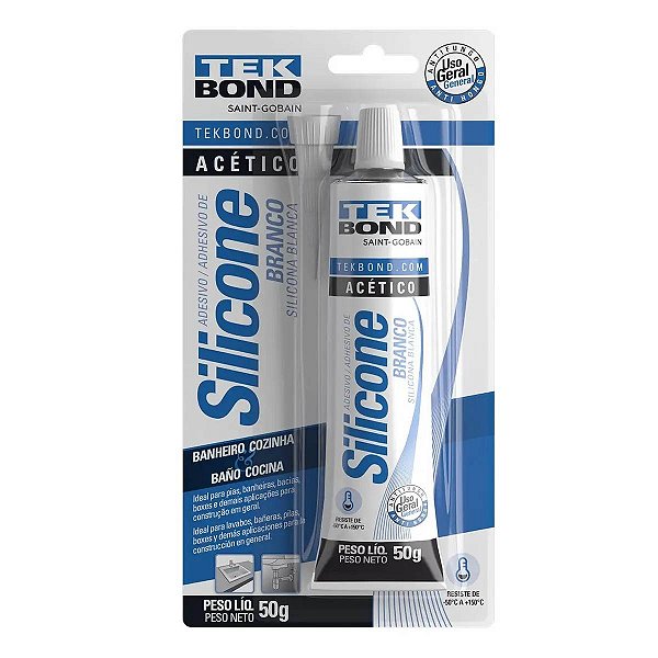 Bor Silicone Acetico 50g Branco    Tek Bond-1641003050
