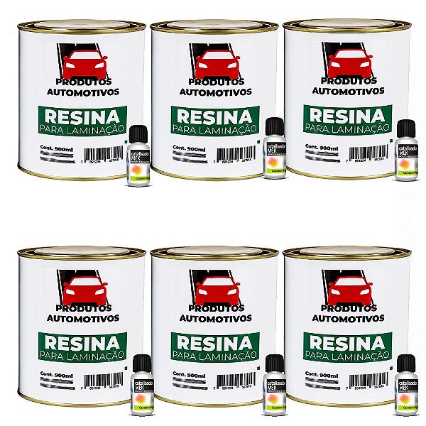Kit Com 6 Resina Adesivo Para Laminação + Cat 900ml Atacado