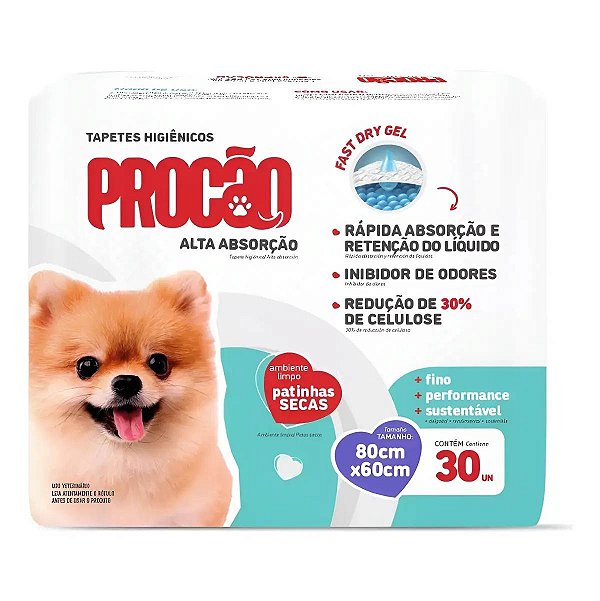 Procao - Tapete Higienico Grama Pct 30 Un 80x60