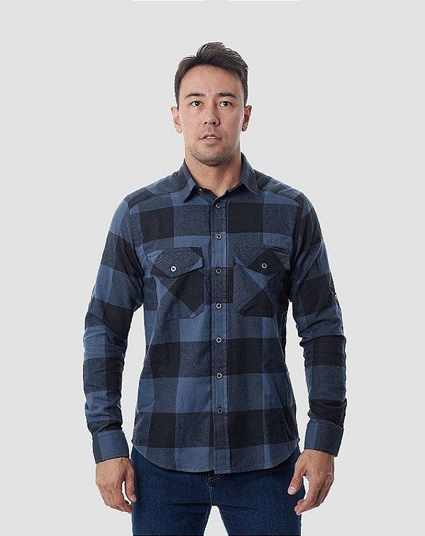 Camisa Invictus Lumberjack Flanela Grid azul