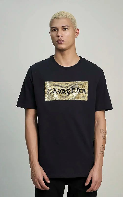 Camiseta Masculina Cavalera Preto Lantejoulas 2863
