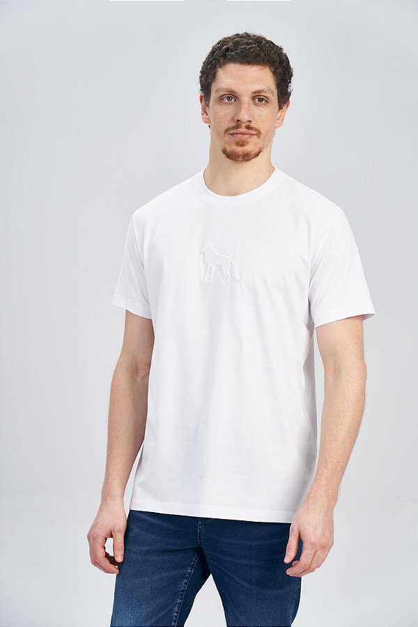 Camiseta Masculina Acostamento Alto Relevo Branco 2098